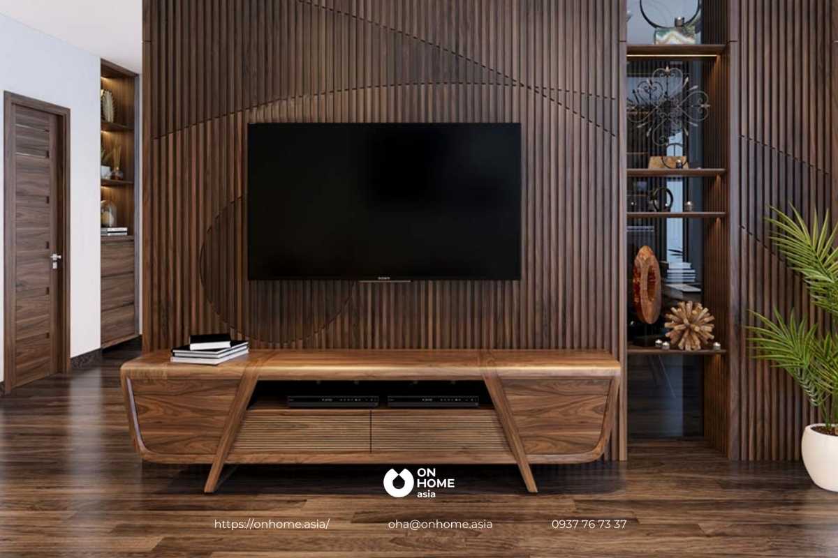 Kệ tủ tivi gỗ óc chó sang trọng, đẳng cấp