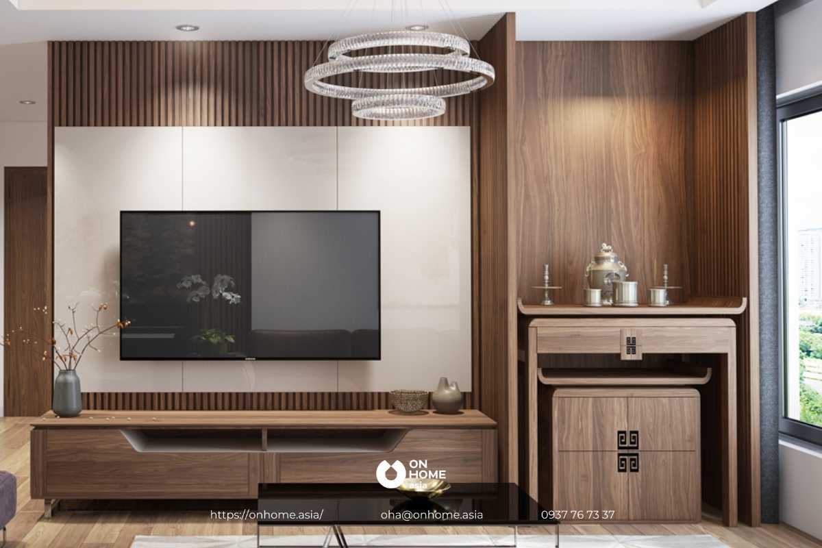 Kệ tivi gỗ óc chó sang trọng