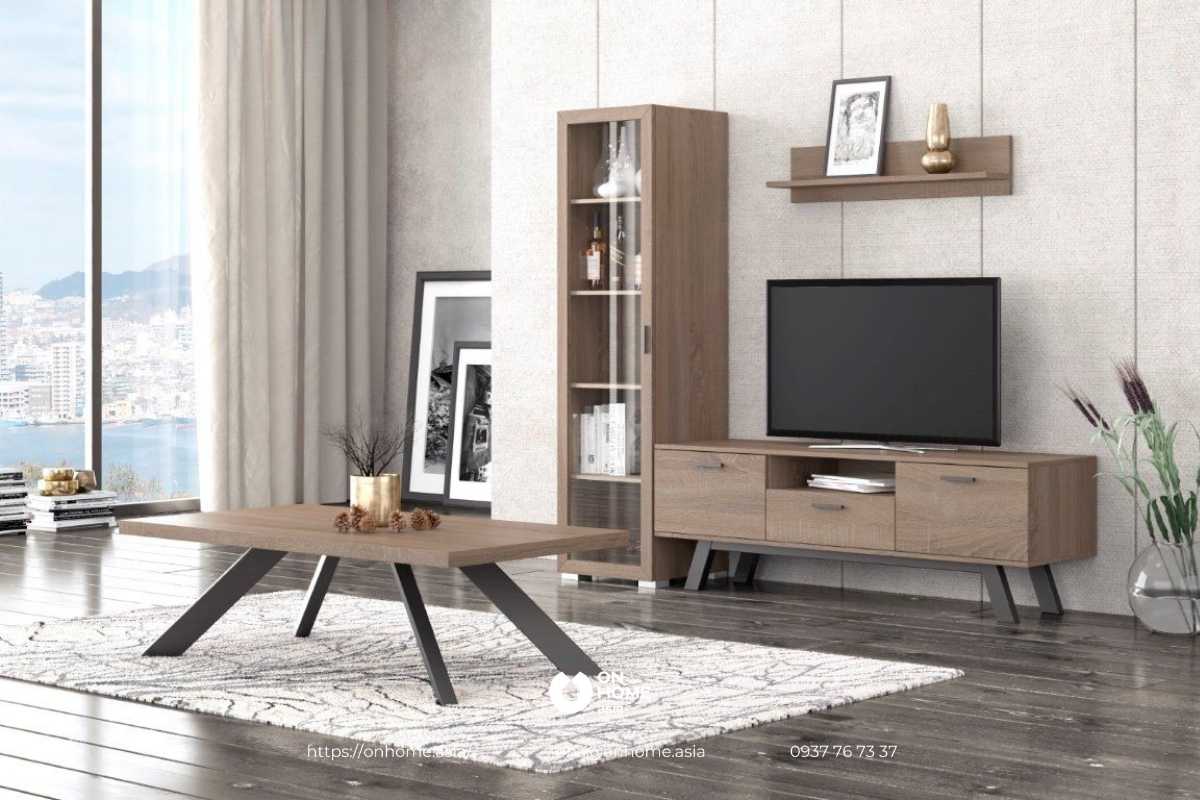 Kệ tivi nhỏ gọn bằng gỗ tự nhiên