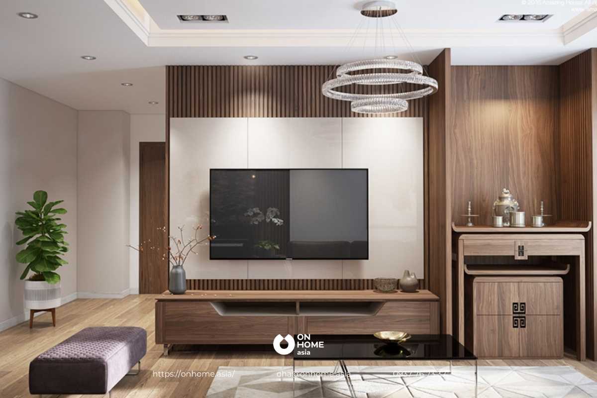 Kệ tivi bằng gỗ óc chó sang trọng