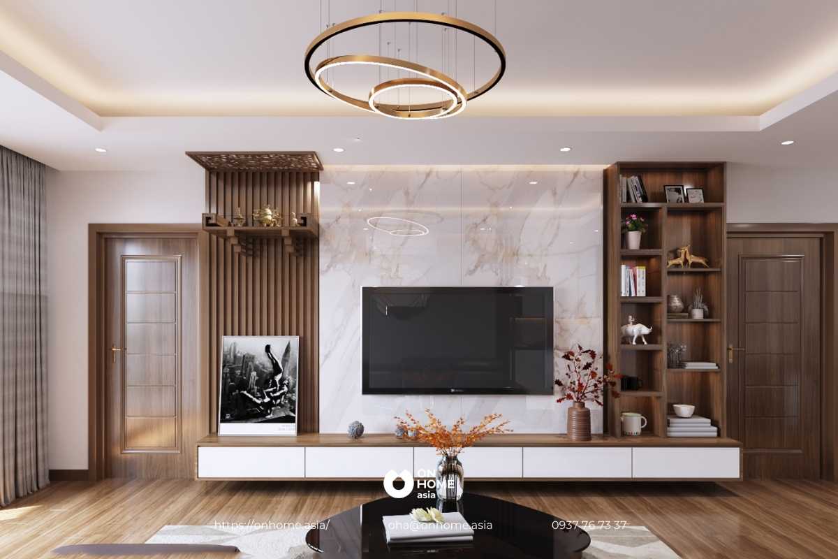 Kệ tivi kết hợp bàn thờ sang trọng