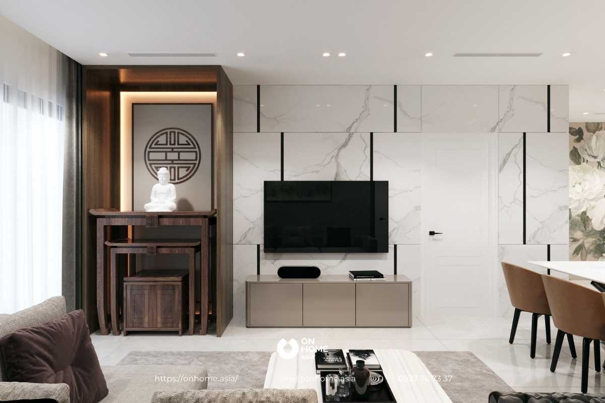 Kệ tivi nhỏ gọn với màu nâu hiện đại