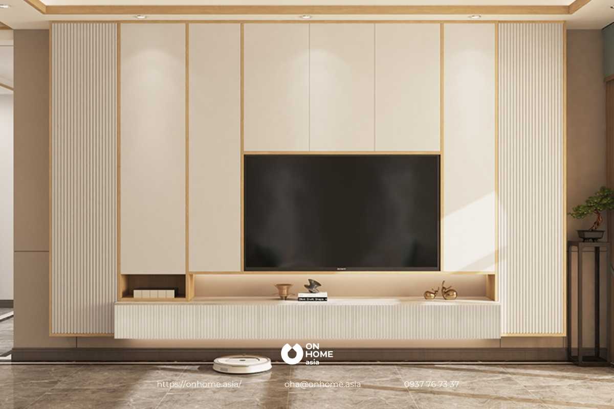 Kệ tivi vách ngăn phòng khách đẹp sang trọng