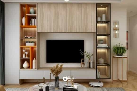Kệ tivi âm tường thiết kế đơn giản