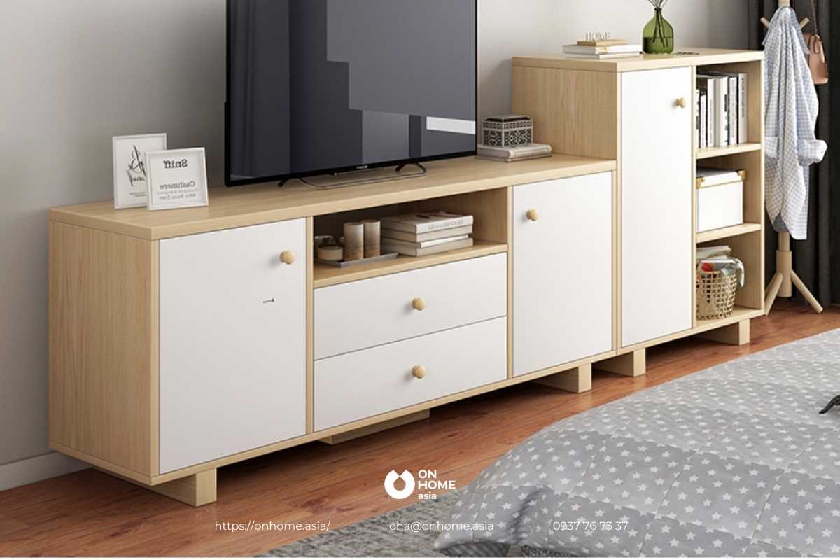 Tủ đựng tivi nhỏ gọn bằng gỗ công nghiệp