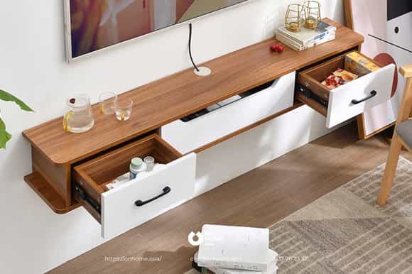 Kệ tivi treo tường bằng gỗ công nghiệp đẹp
