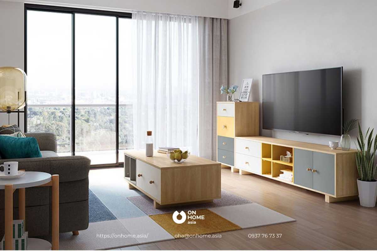 Kệ tivi đơn giản hiện đại bằng gỗ công nghiệp