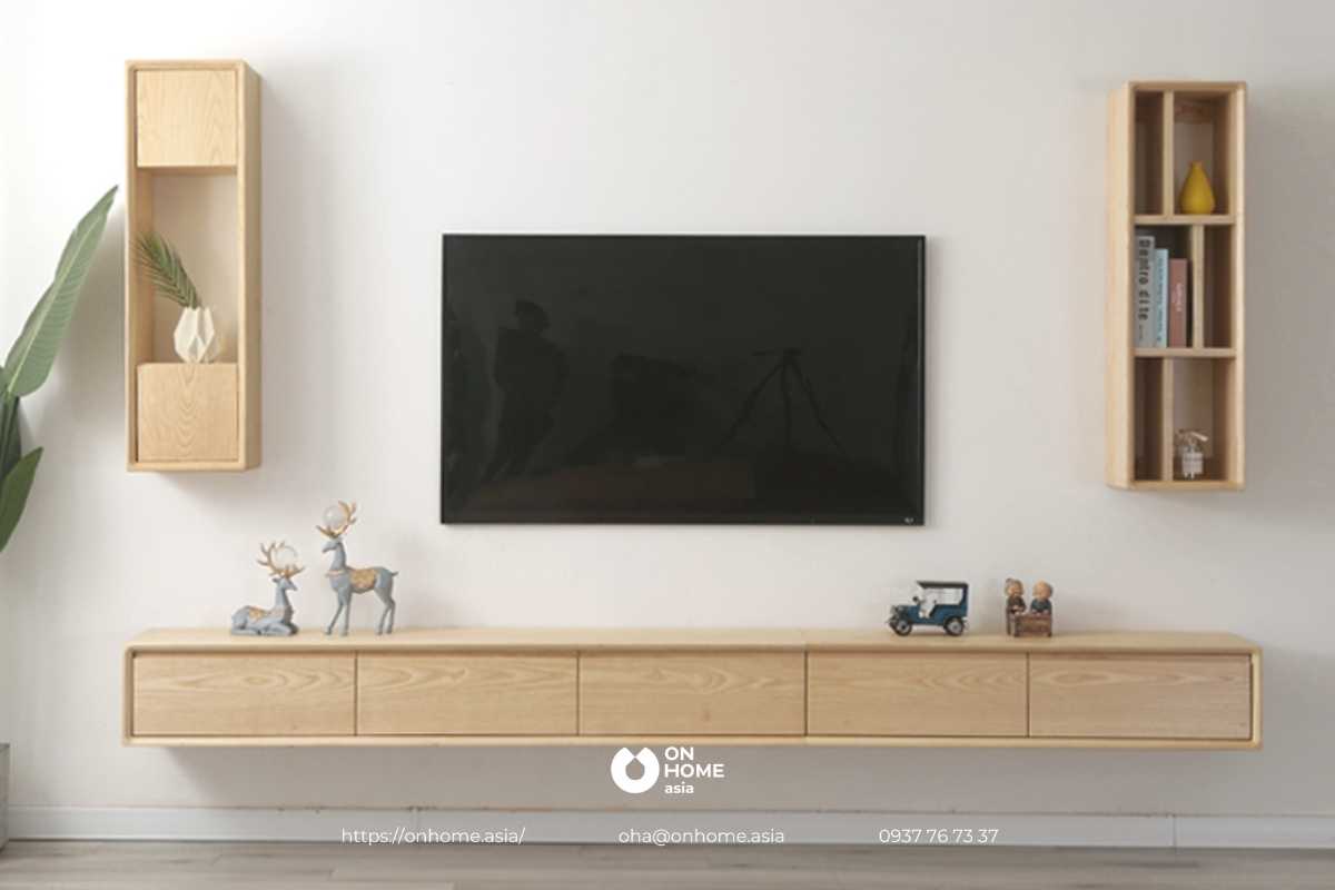 Kệ tivi treo tường gỗ sồi đẹp