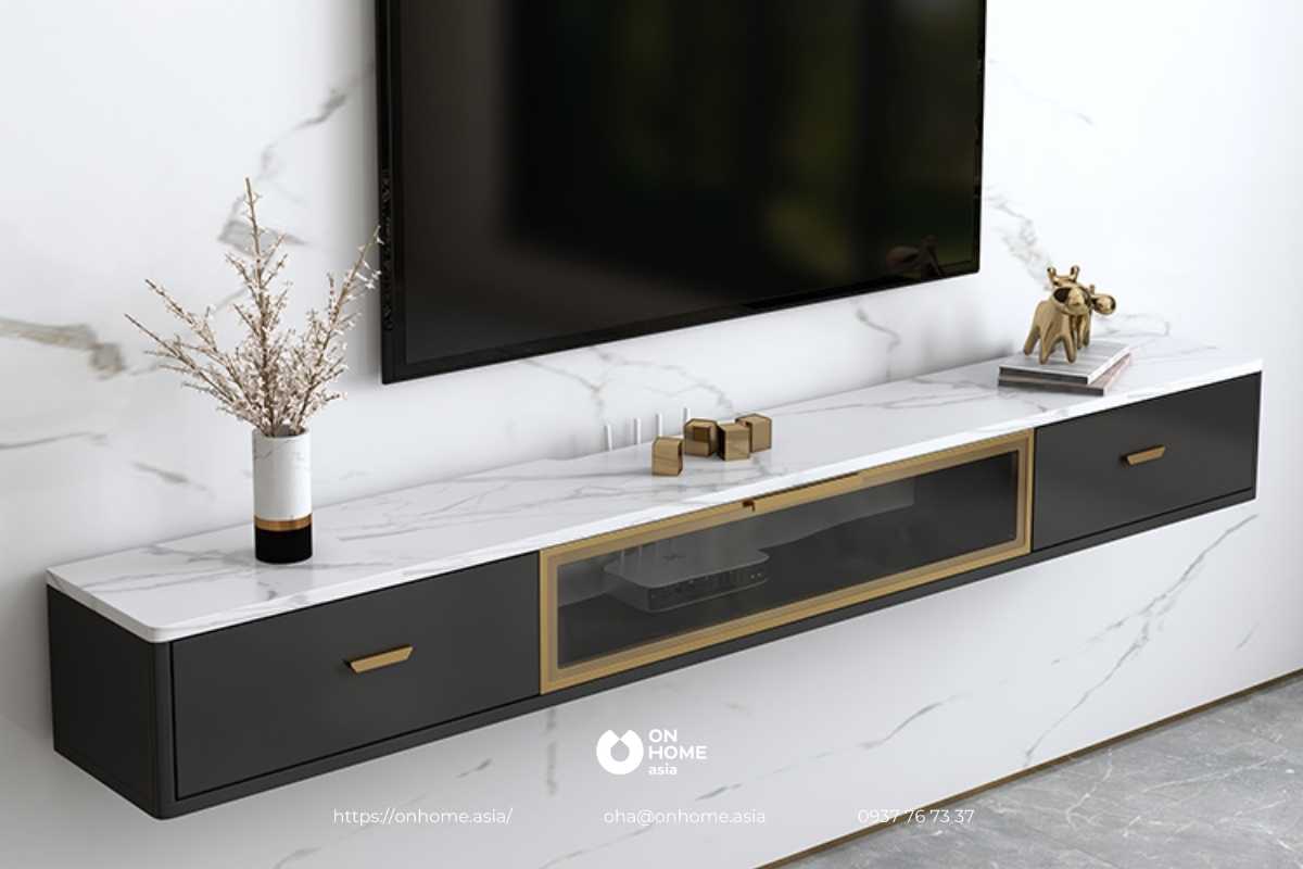 Kệ tivi gắn tường bằng gỗ công nghiệp đẹp