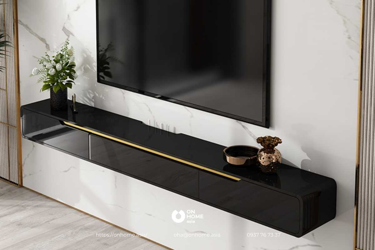 Kệ tivi gắn tường màu đen đẹp