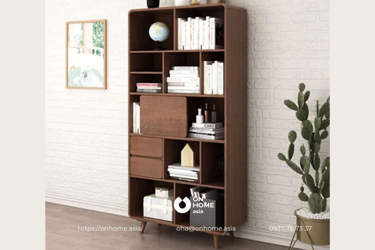 Kệ tủ sách đứng bằng gỗ Óc Chó
