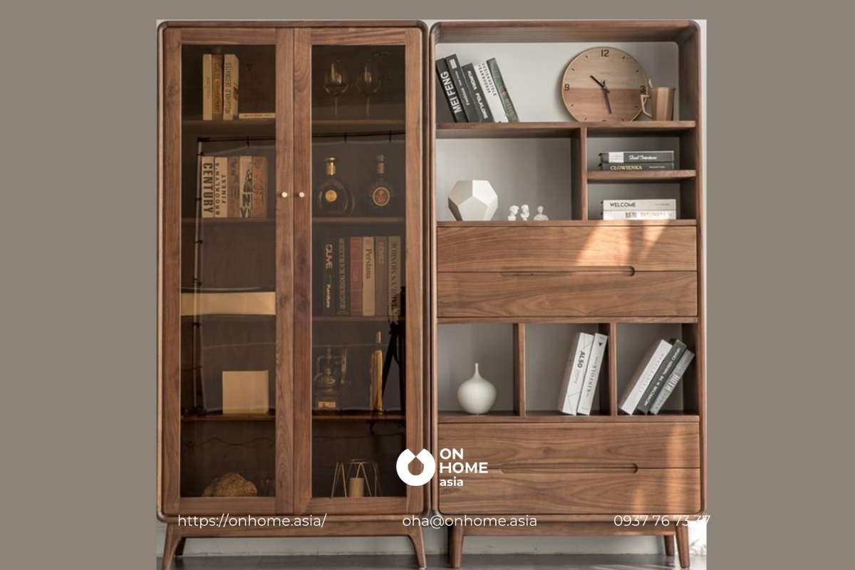 Kệ sách đứng nhỏ gọn bằng gỗ Óc Chó cao cấp