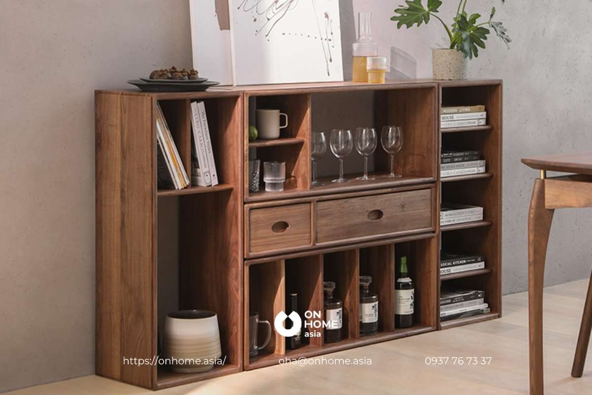 Kệ sách kết hợp kệ trang trí đẹp