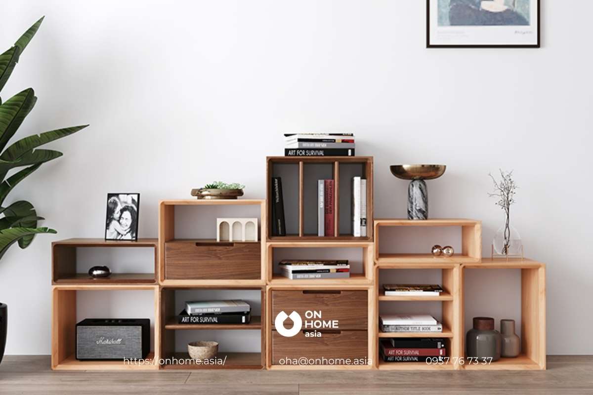 Kệ sách bằng gỗ sồi đẹp