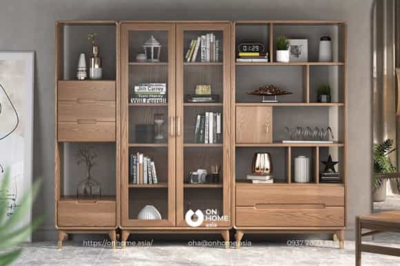 Kệ sách đẹp bằng gỗ Óc Chó