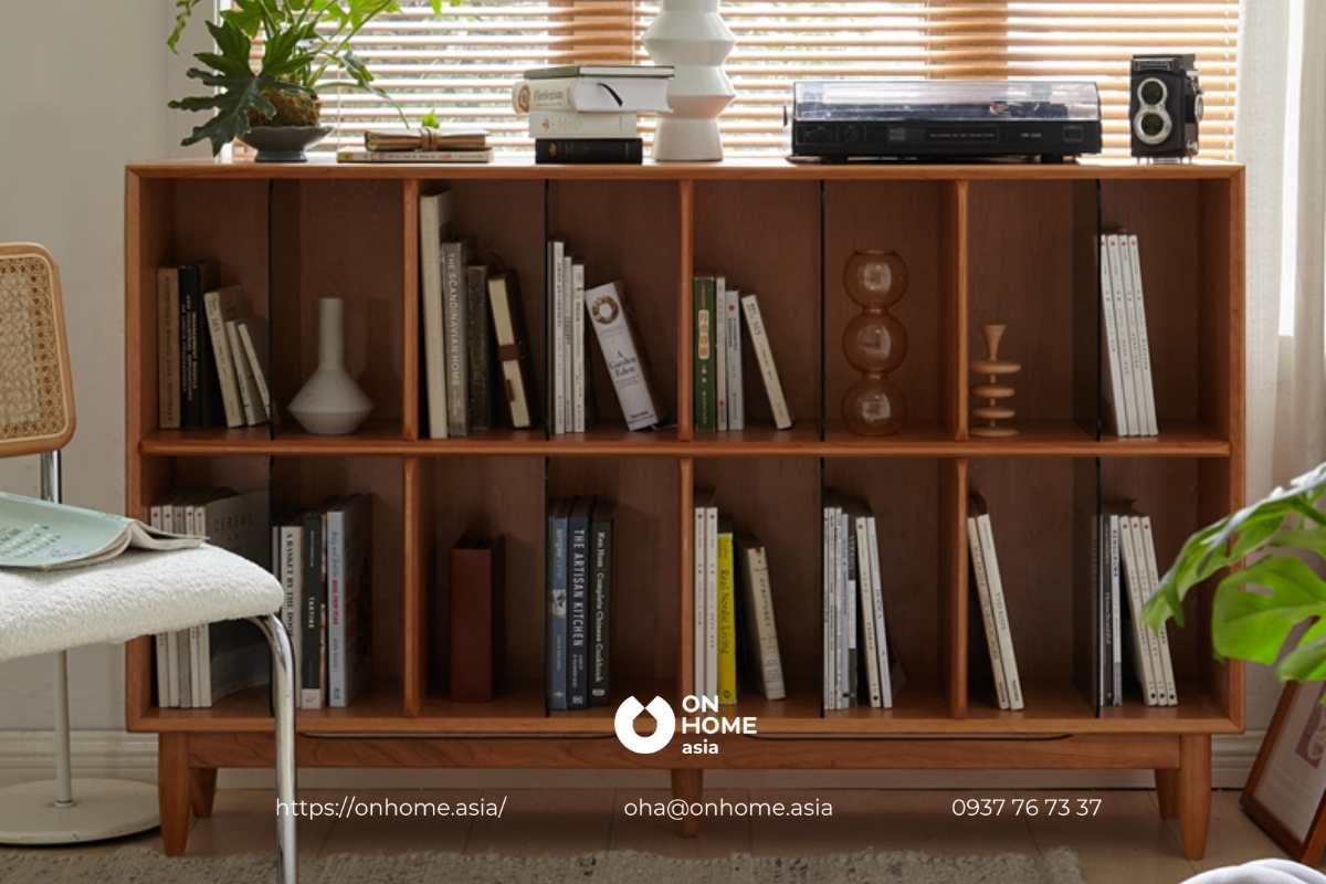 Kệ sách đứng 2 tầng thiết kế phong cách Scandinavian