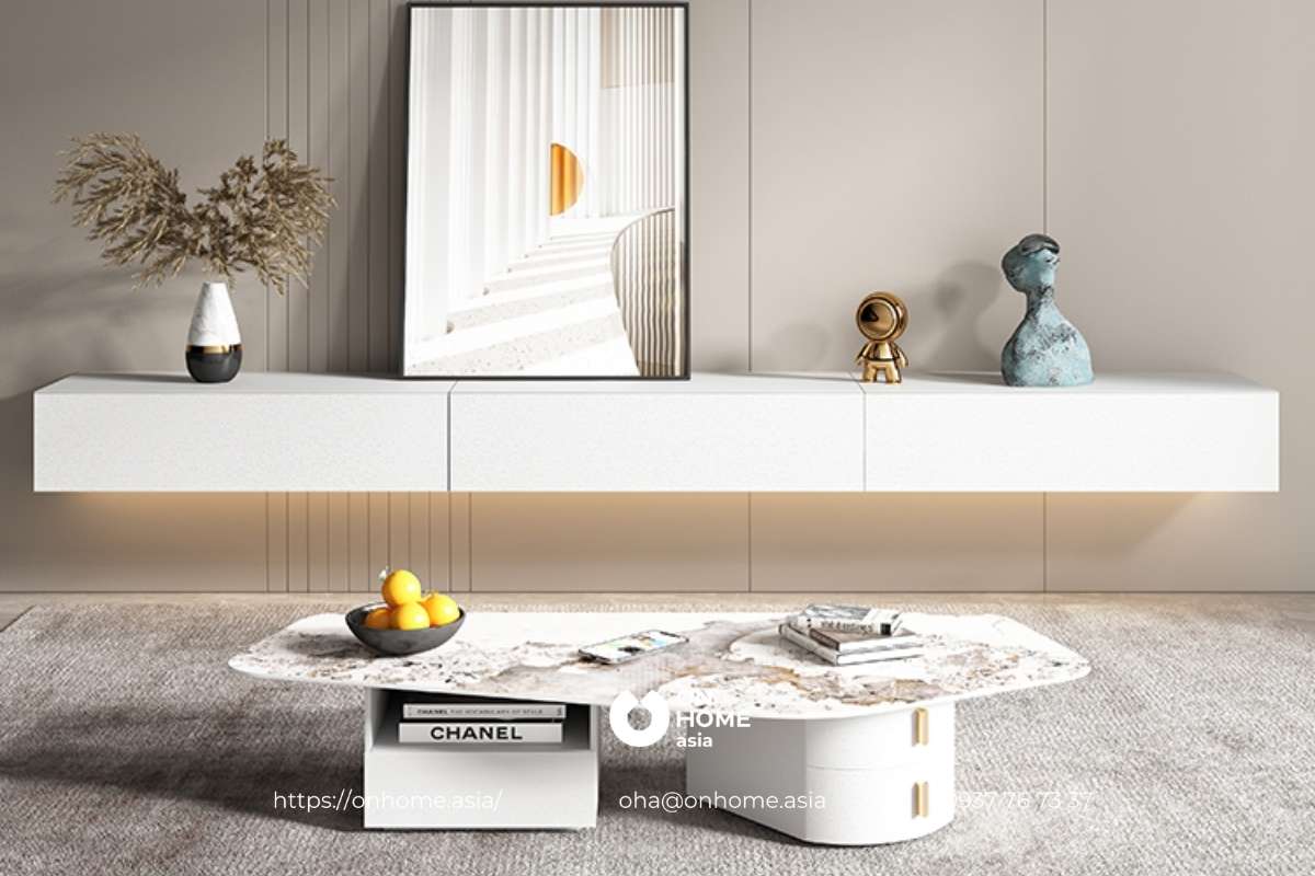 Kệ tivi treo tường nhựa đơn giản, hiện đại