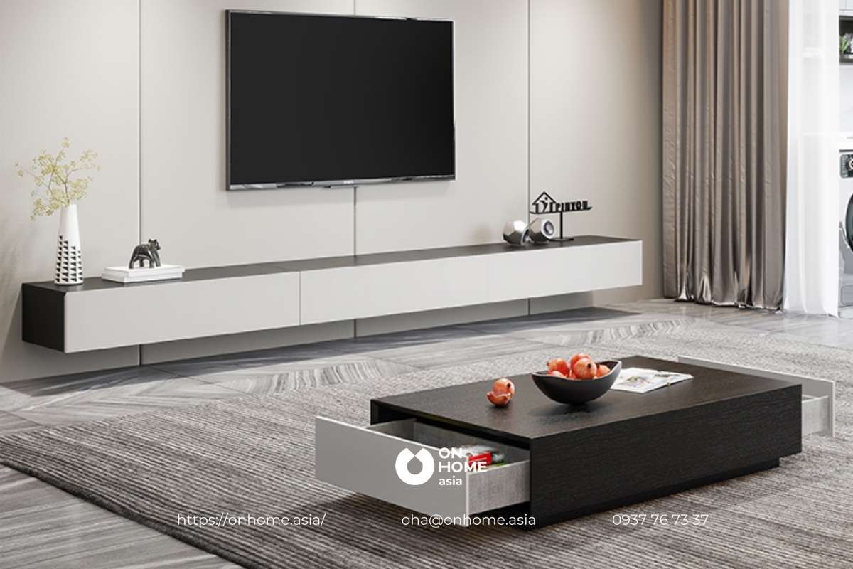 Kệ tivi treo tường gỗ công nghiệp đơn giản mà đẹp