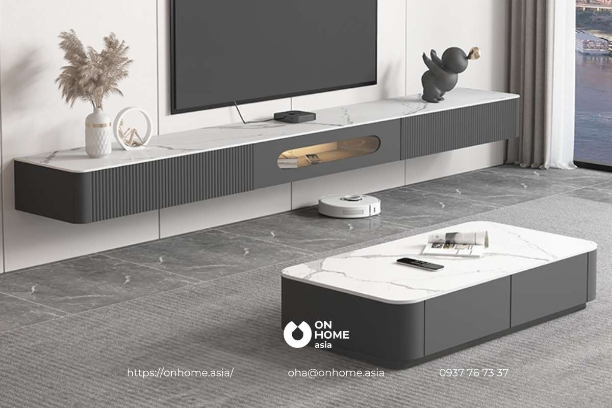 Kệ tivi gỗ công nghiệp màu xám đẹp