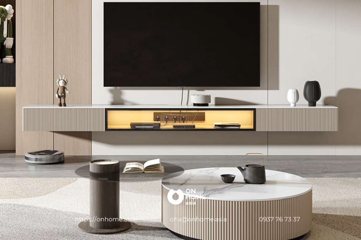 Kệ tivi gỗ công nghiệp thiết kế đơn giản