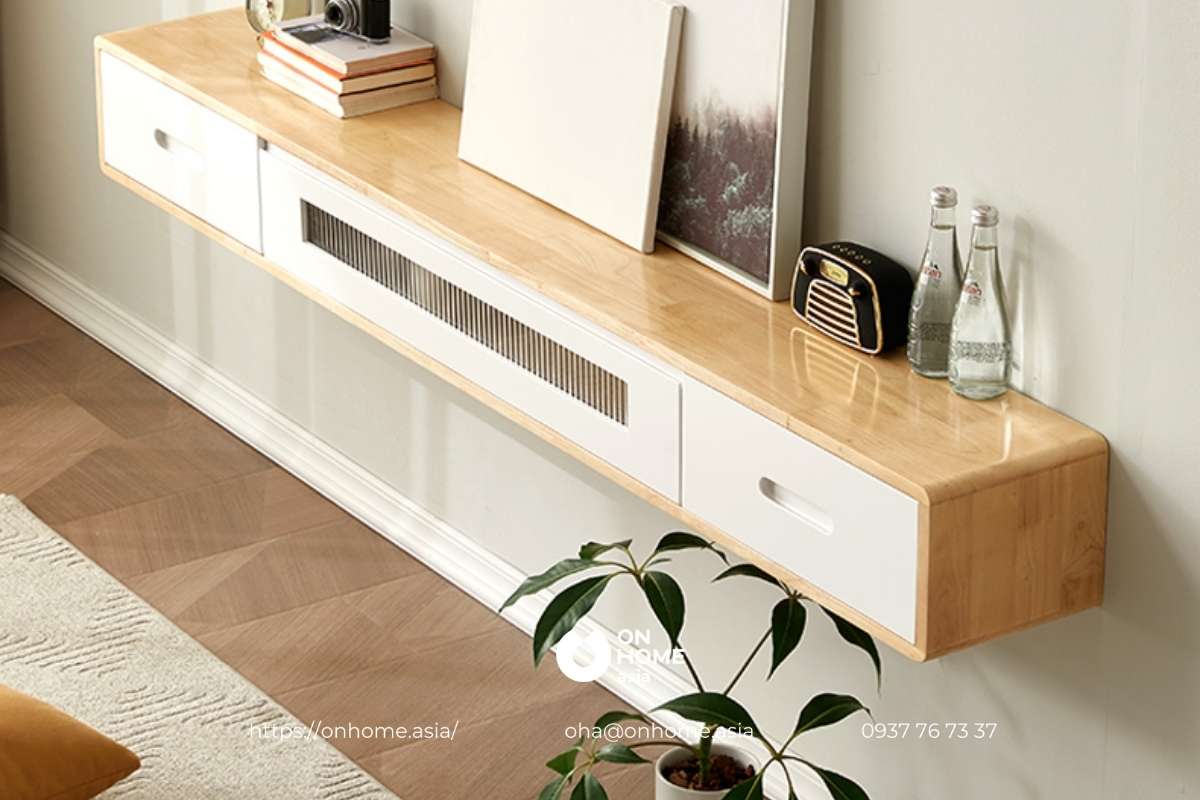Kệ tivi treo tường gỗ công nghiệp thanh lịch, hiện đại