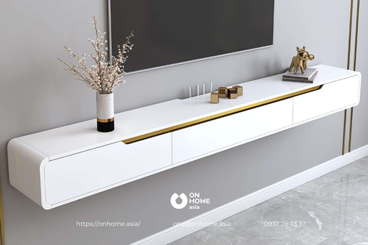 Kệ tivi treo tường nhựa&nbsp; cao cấp màu trắng đẹp, hiện đại