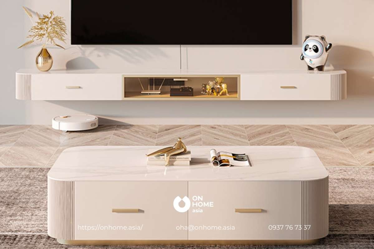 Kệ tủ tivi treo tường bằng gỗ công nghiệp sang trọng&nbsp;