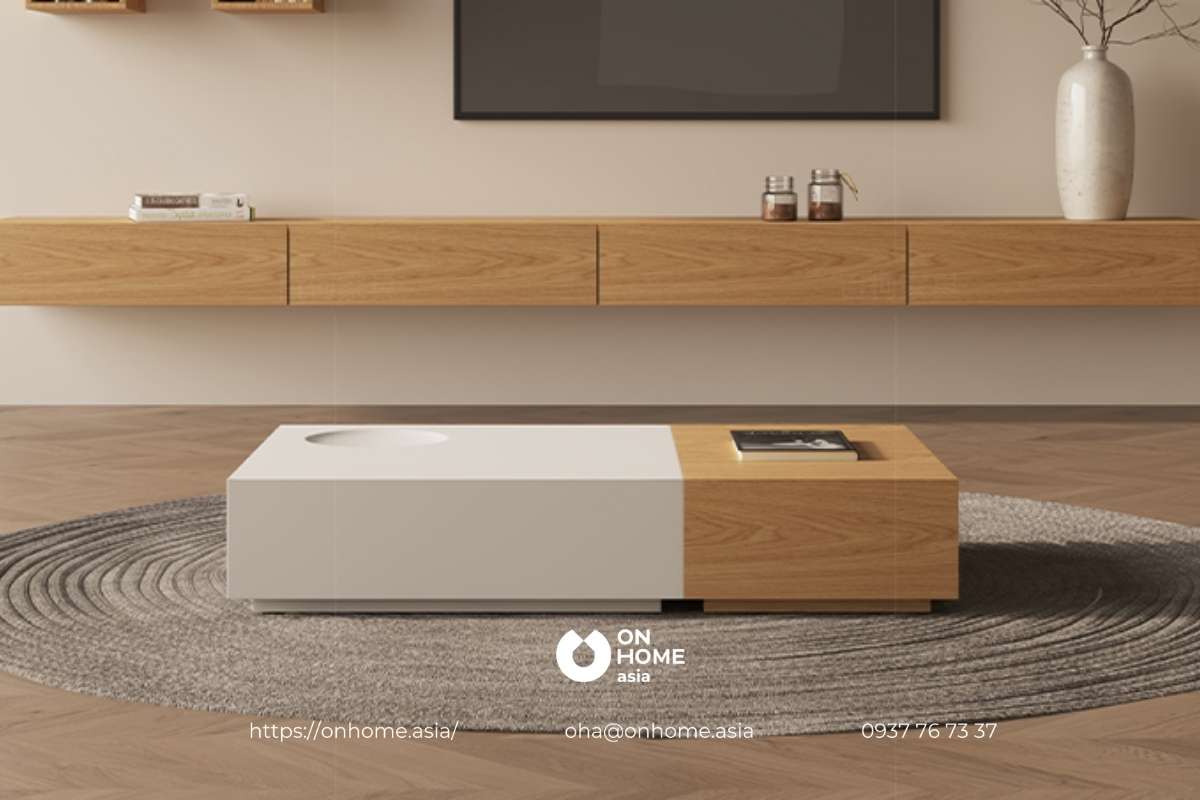 Kệ tivi treo tường gỗ đơn giản, hiện đại