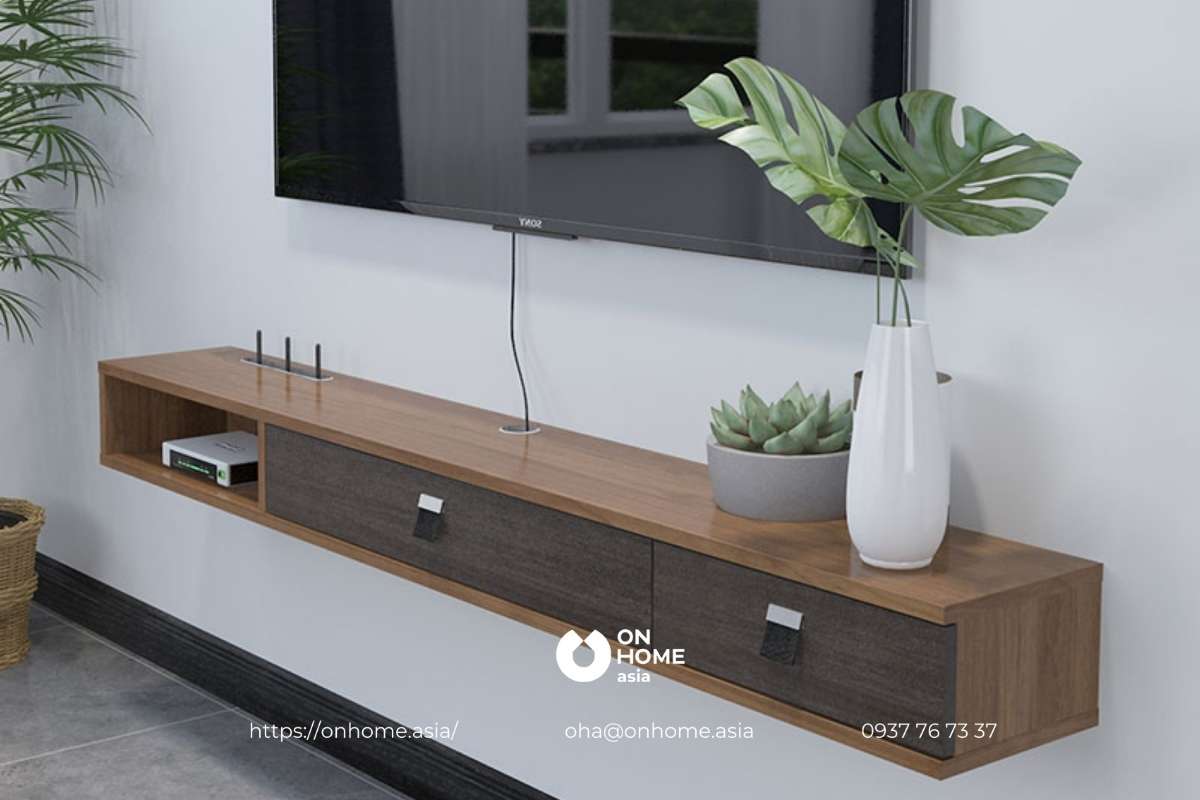 Kệ tivi treo tường gỗ đơn giản