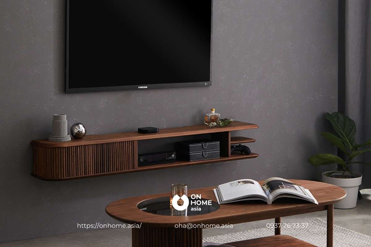 Kệ tivi treo tường gỗ Óc Chó đẹp