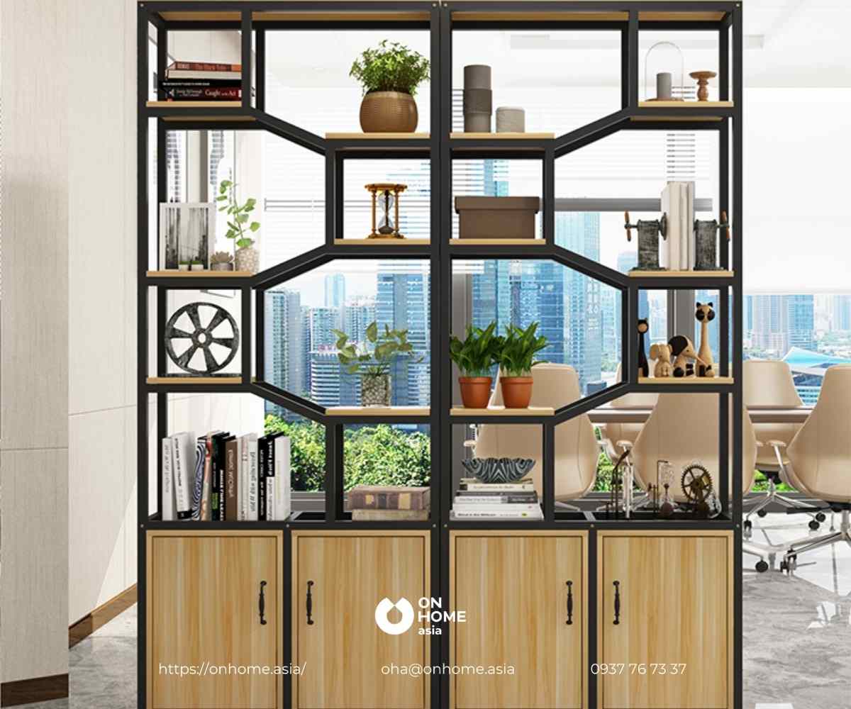 Kệ kết hợp tủ trang trí phòng khách