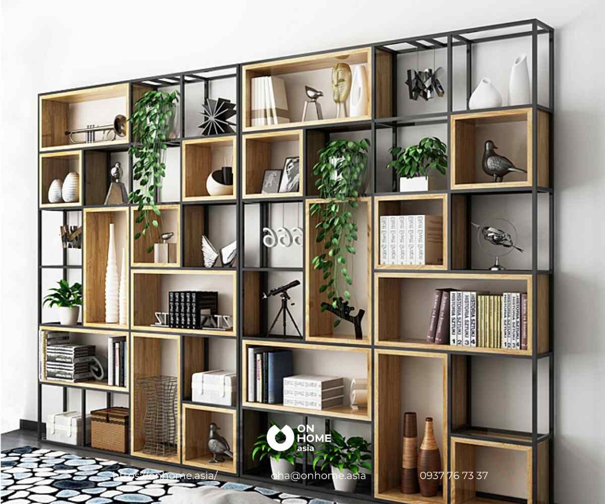 Kệ gỗ trang trí phòng khách