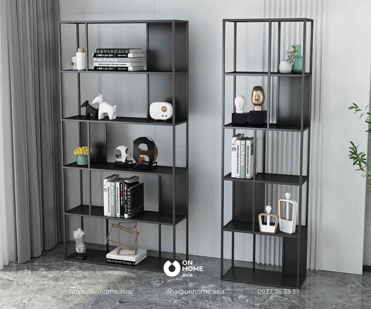 Kệ tủ trang trí phòng khách màu đen đẹp