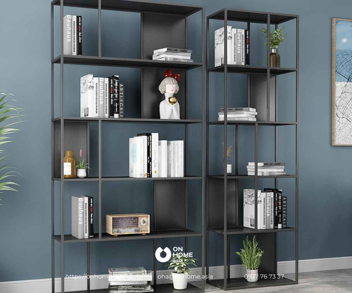 Kệ tủ trang trí phòng khách màu đen đẹp