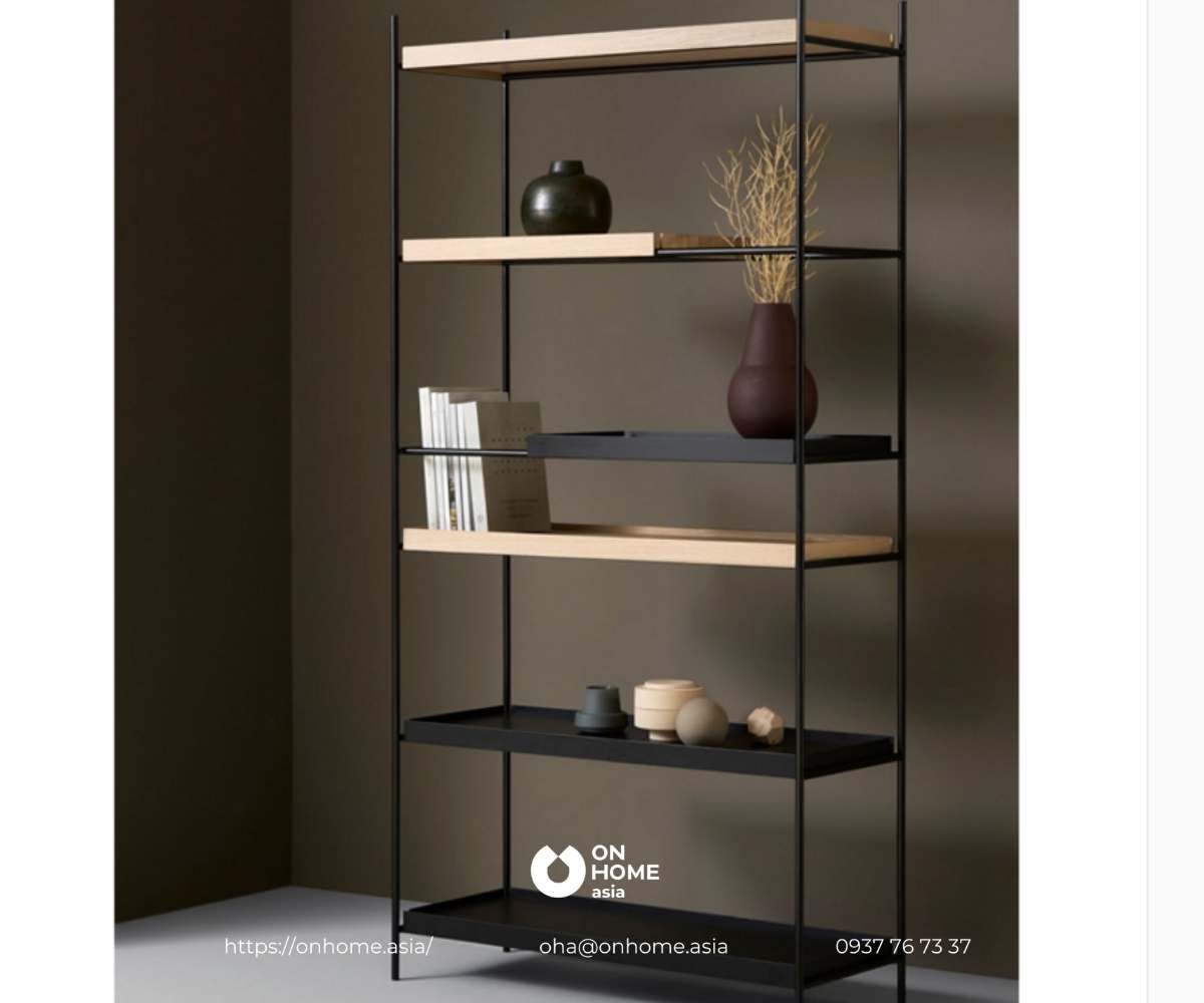 Tủ kệ trang trí phòng ngủ màu đen đẹp