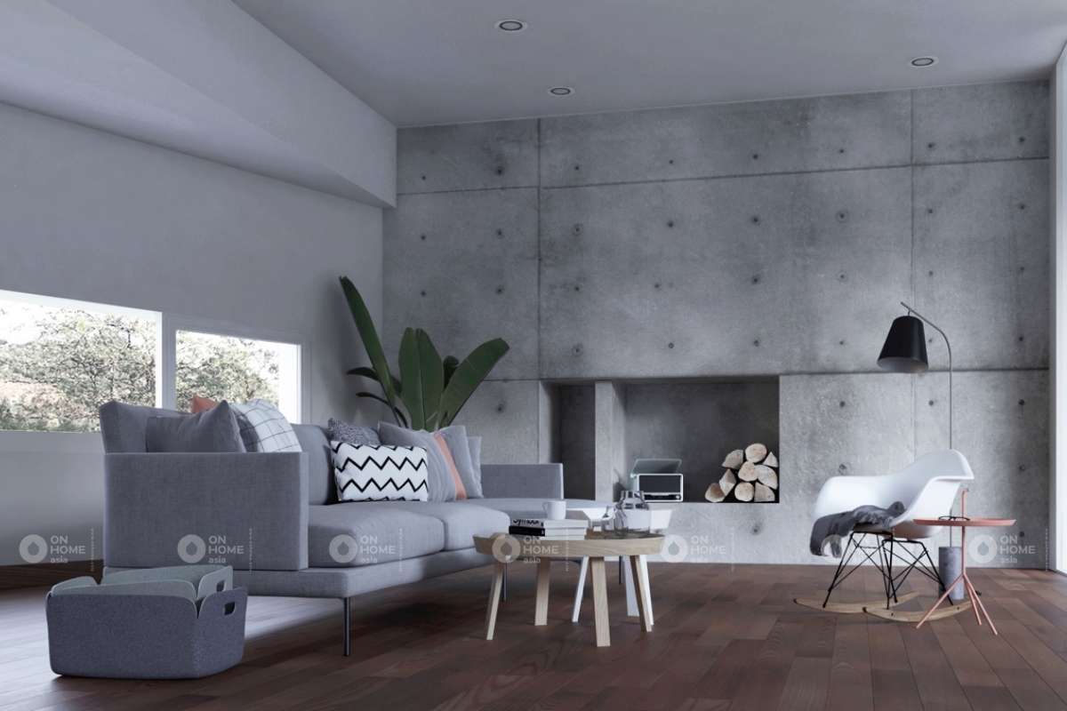 Chất liệu gỗ và thô được ưa chuộng trong kiến trúc phòng khách