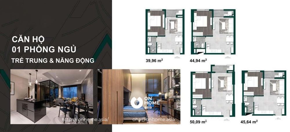 diện tích căn hộ 1 phòng ngủ dự án Lavita Thuận An