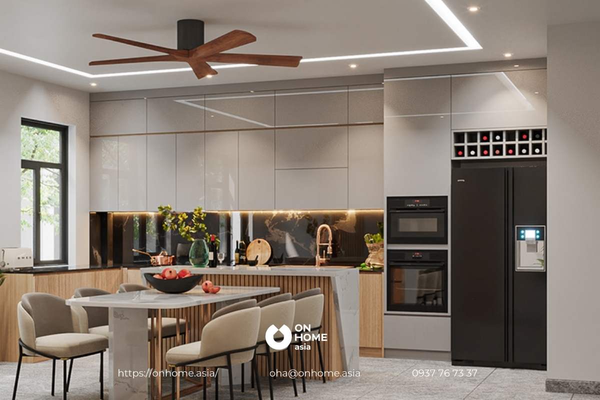 Thiết kế nhà bếp đẹp với màu trắng