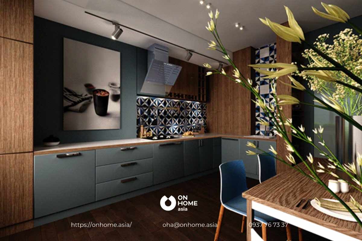 Phòng bếp màu xám đẹp