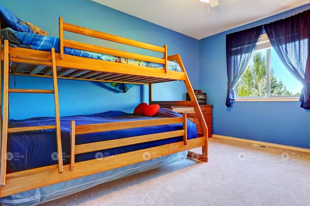 Sơn tường màu xanh phòng ngủ cho trẻ em