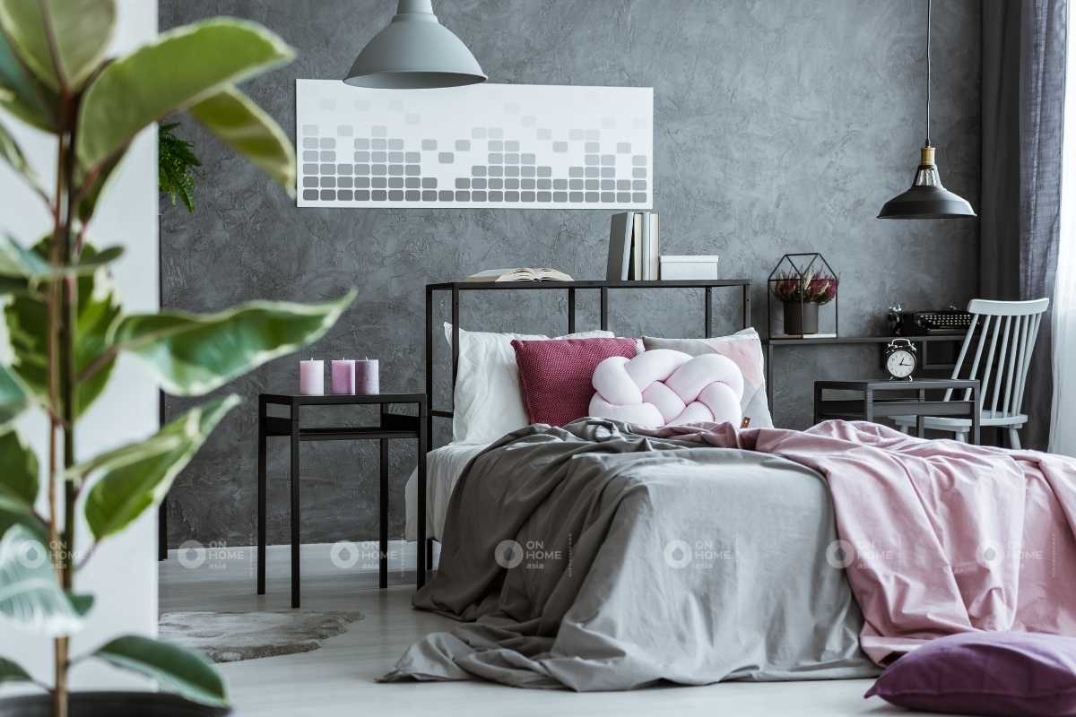 Sơn tường phòng ngủ màu xám