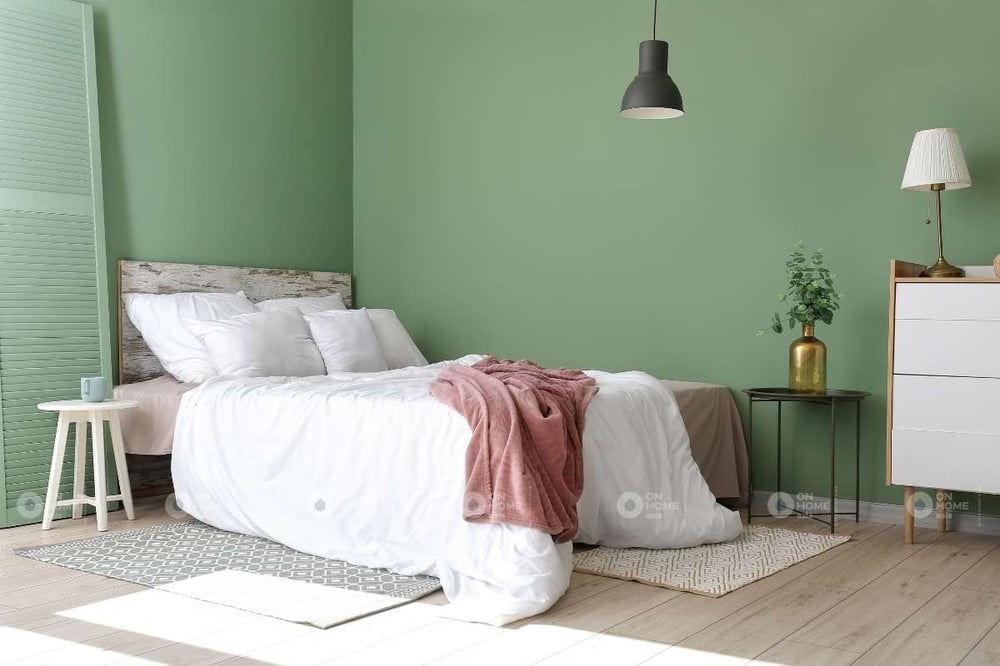 Sơn tường phòng ngủ màu xanh mint