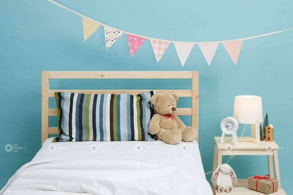 Phòng ngủ màu xanh dành cho trẻ em