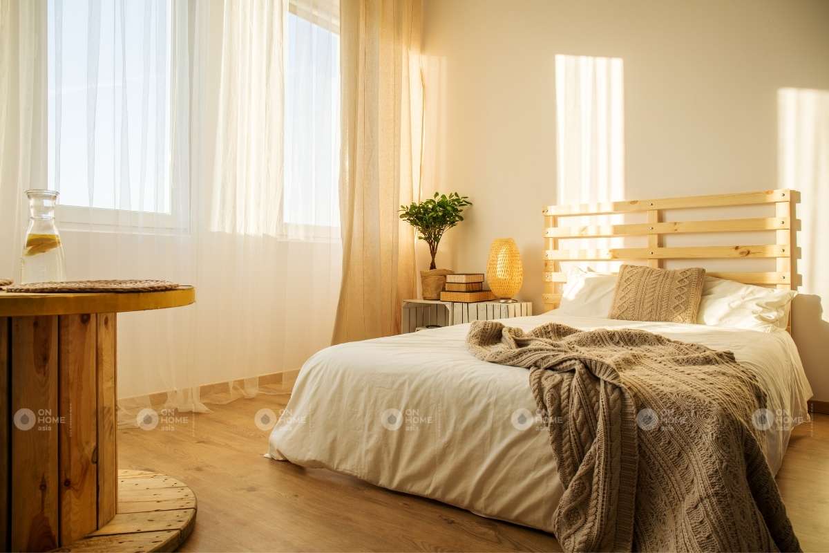 Tường phòng ngủ màu be đẹp