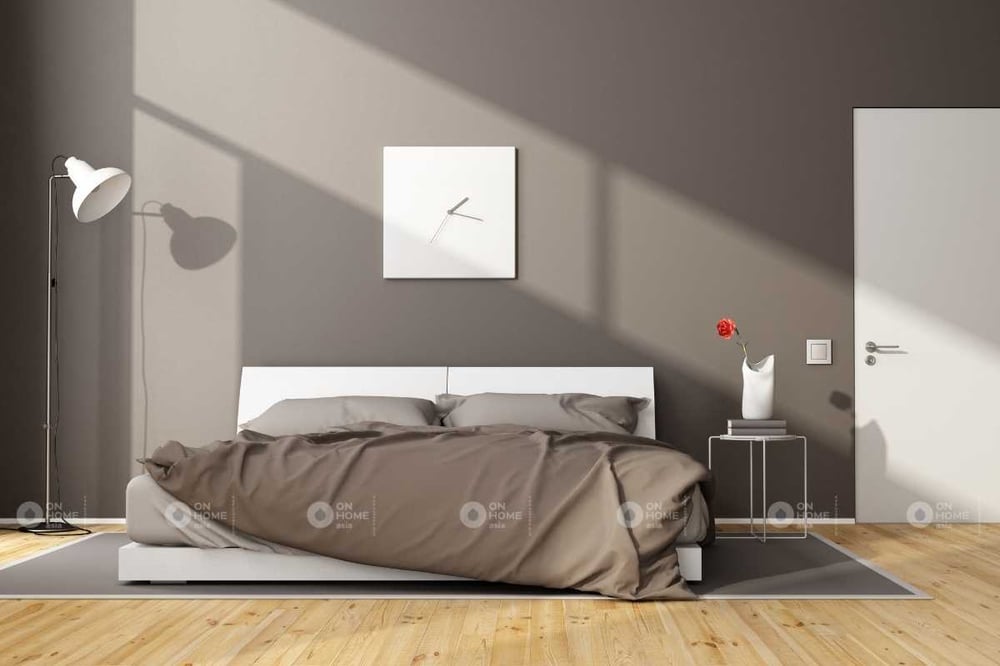 Tường phòng ngủ với gam màu xám đẹp