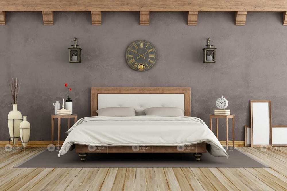 Tường phòng ngủ với gam màu xám