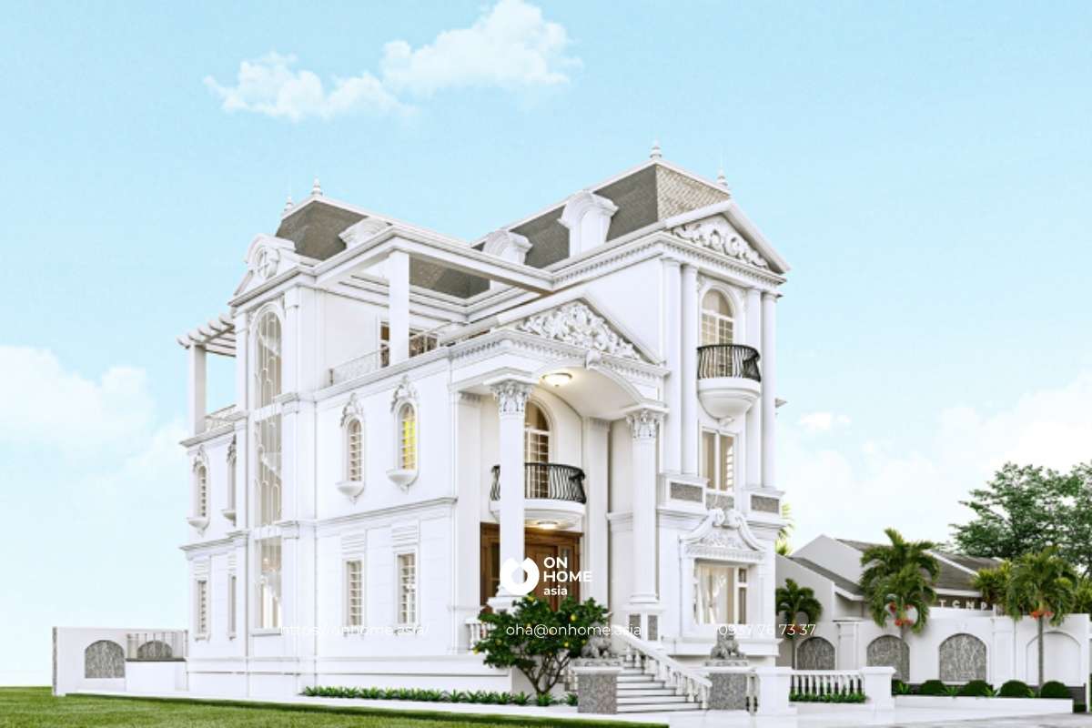 Biệt thự 3 tầng mái Thái Tân Cổ Điển