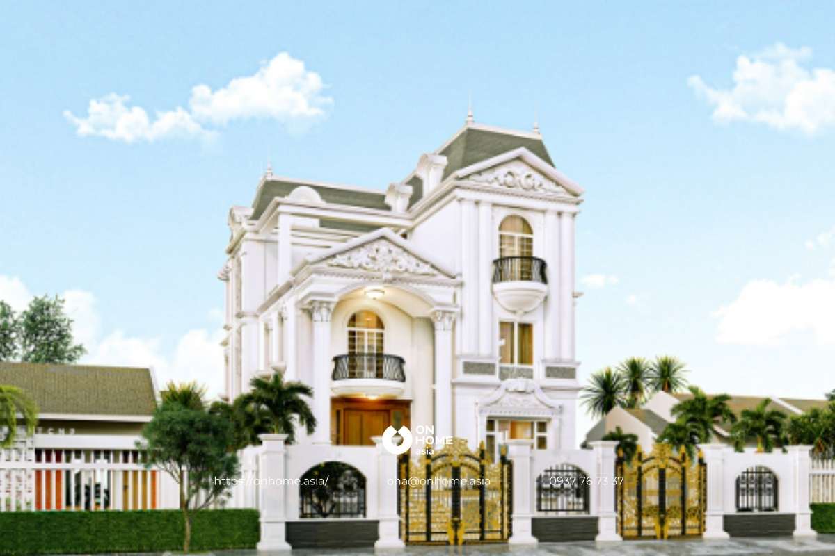 Biệt thự 3 tầng mái Thái Tân Cổ Điển đẹp