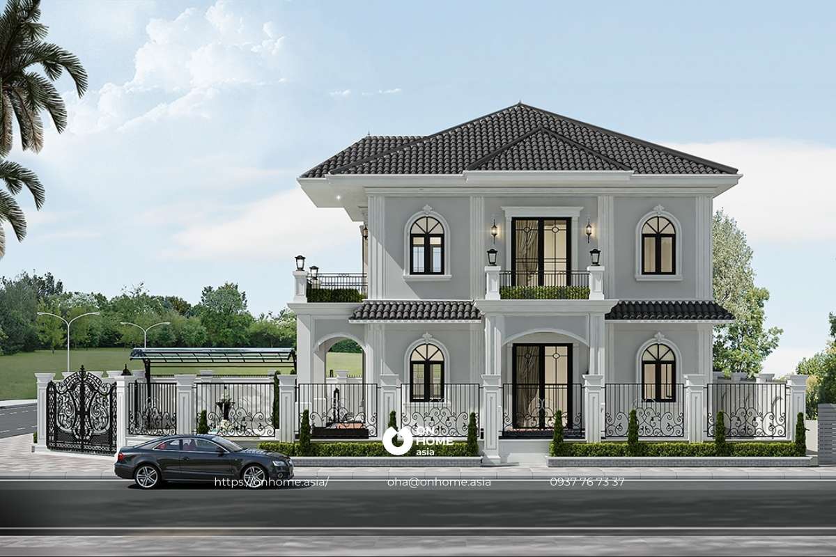 Biệt thự 2 tầng mái Nhật phong cách Tân Cổ Điển