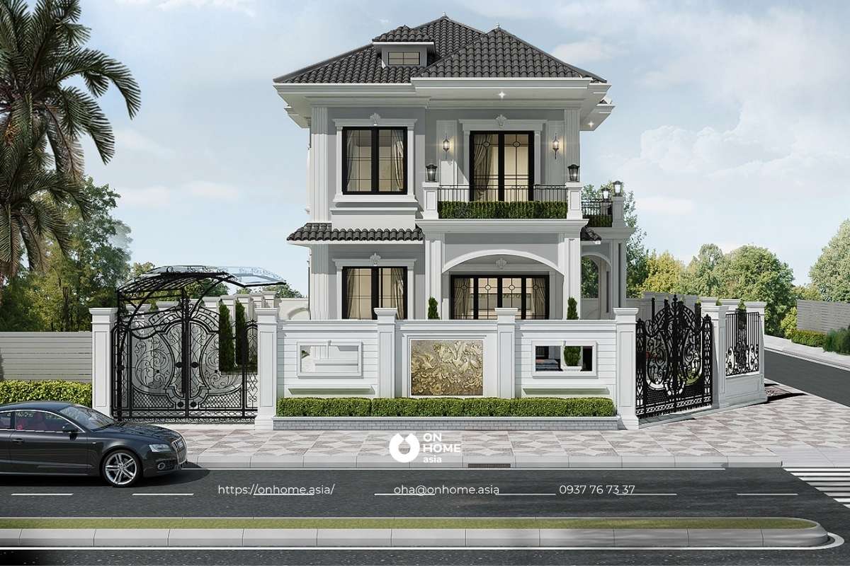 Biệt thự đẹp 2 tầng mái Nhật phong cách Tân Cổ Điển sang trọng